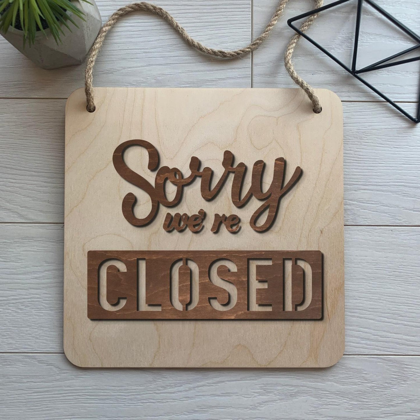 Double Sided Door Signs, Wooden Open Closed Sign & Boutique Business Logo Sign