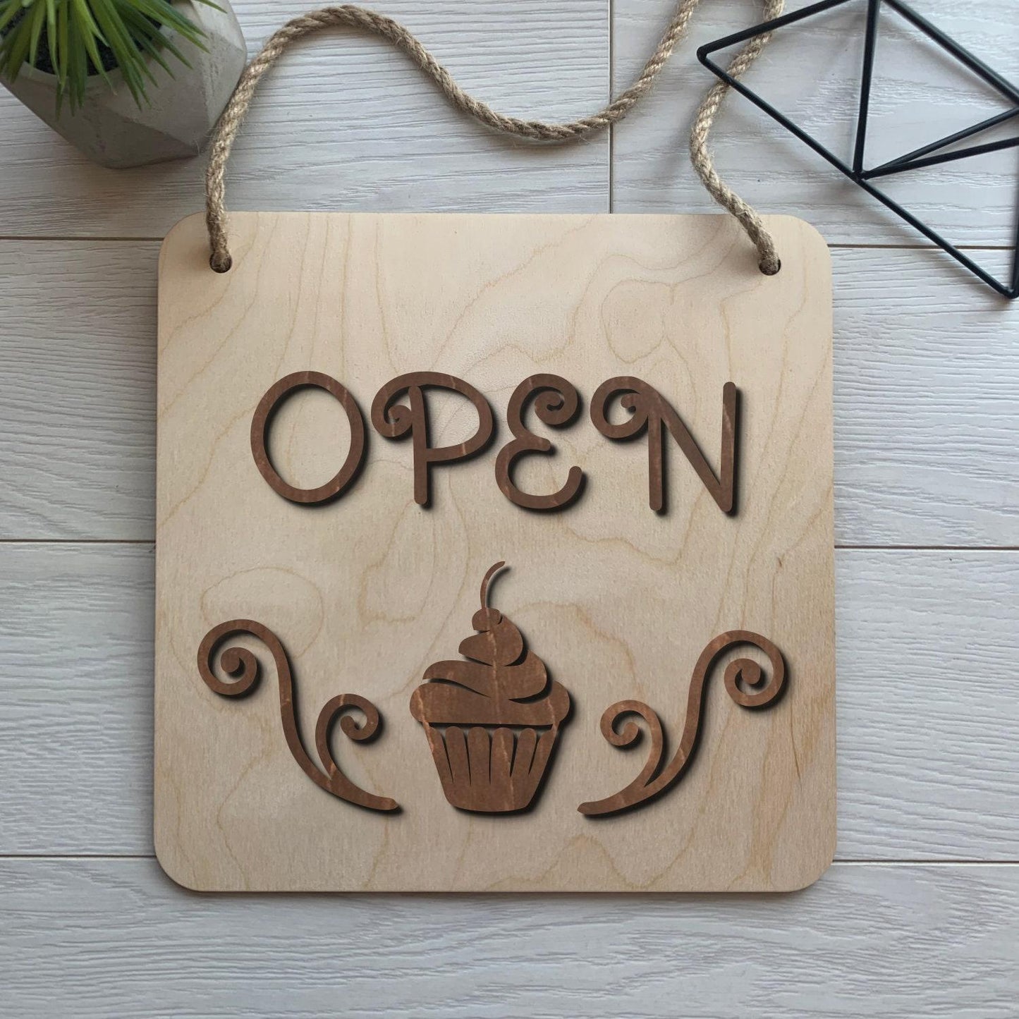 Custom Business Sign, Wooden Open Closed Sign & Storefront Door Hanger