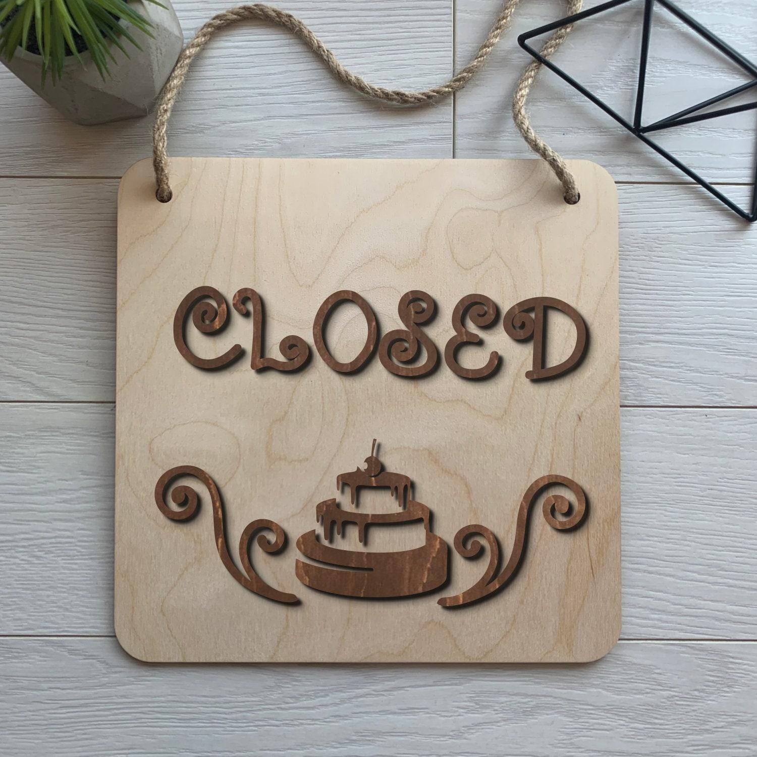 Custom Business Sign, Wooden Open Closed Sign & Storefront Door Hanger