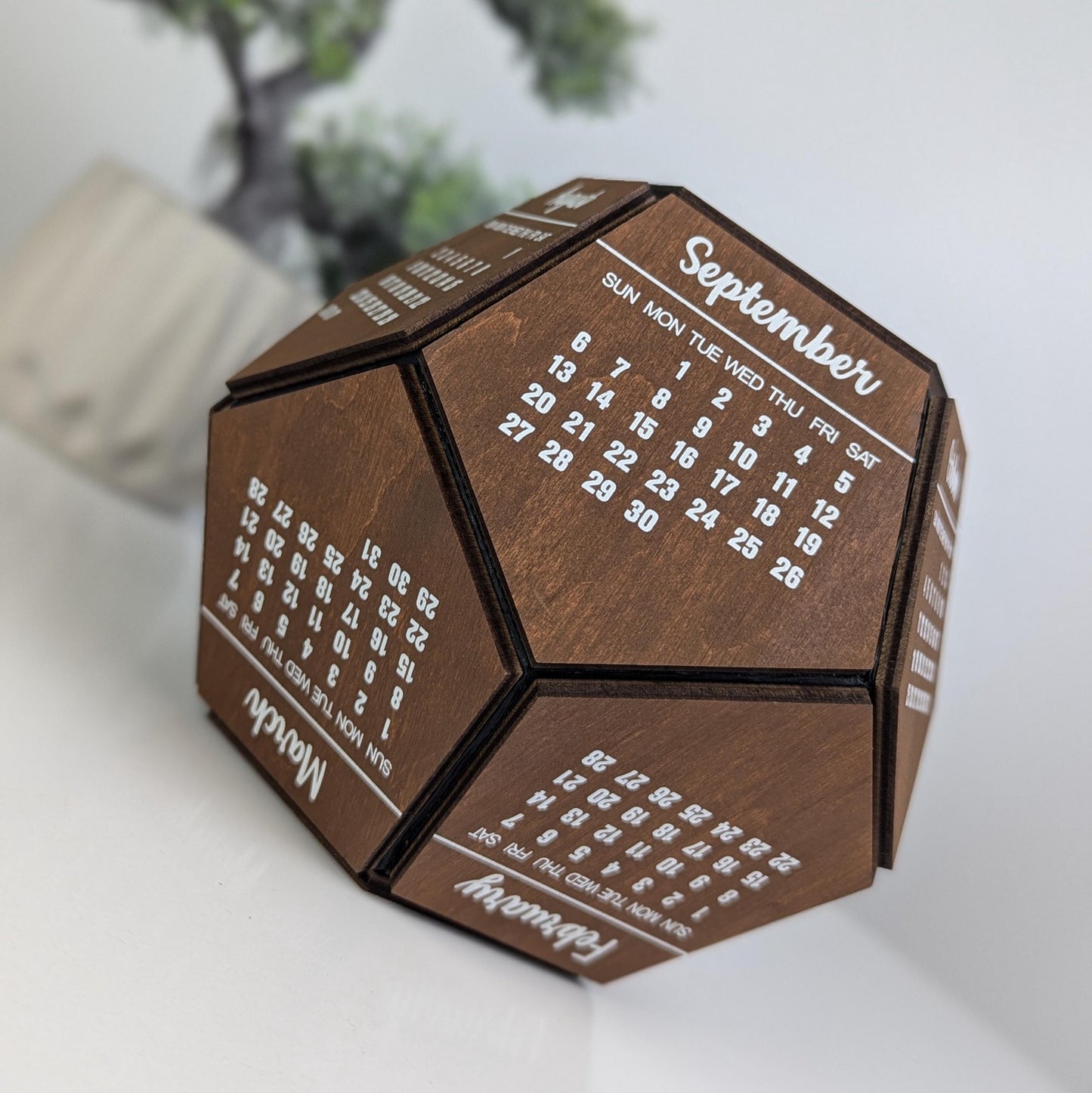 3D Calendar 2026, Company Logo Gift & Wooden Dodecahedron Desk Toy