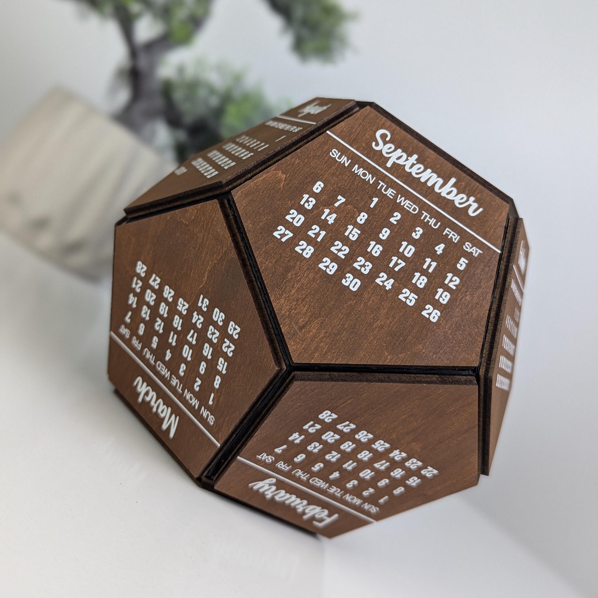 3D Calendar 2026, Company Logo Gift & Wooden Dodecahedron Desk Toy
