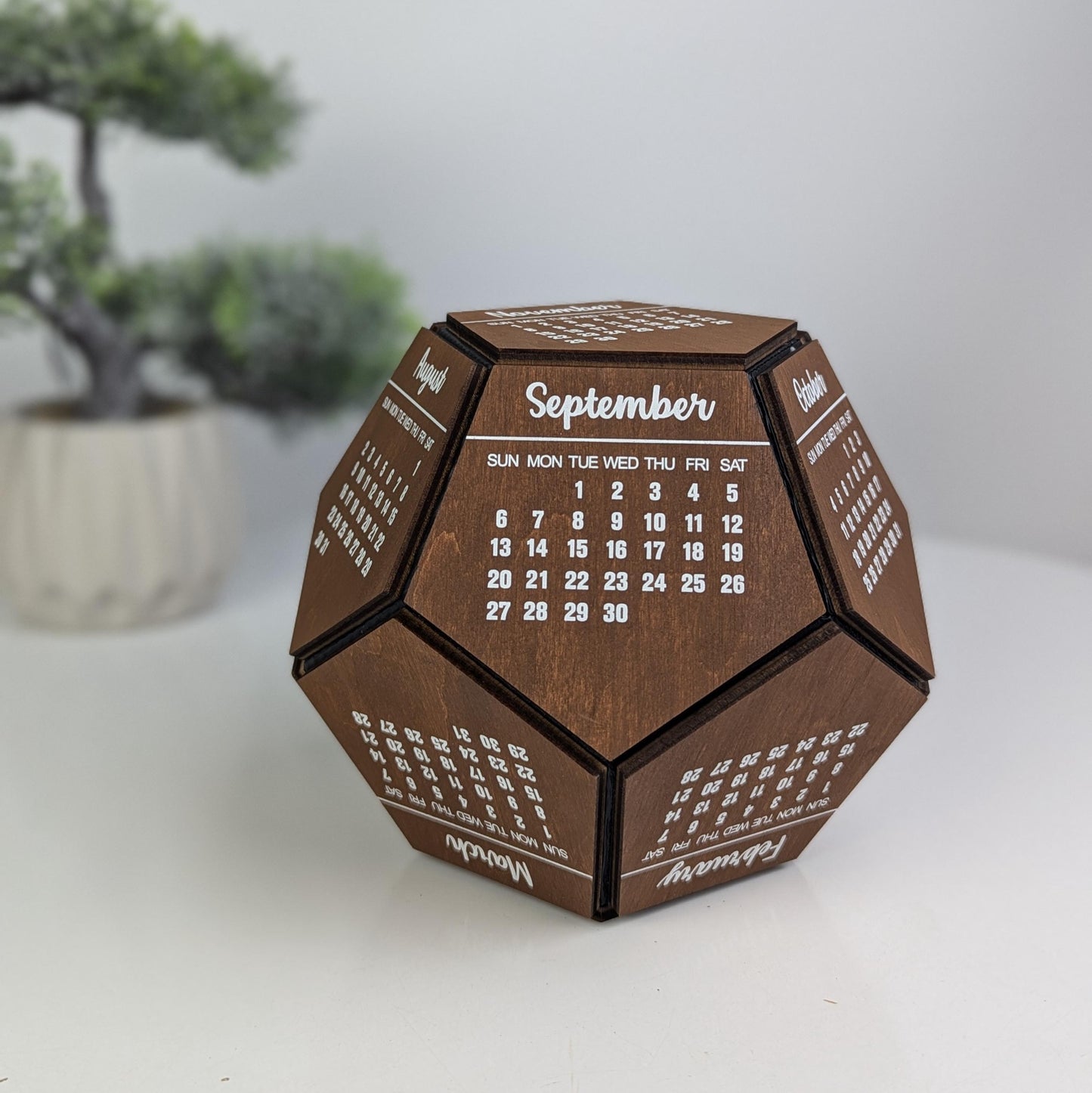3D Calendar 2026, Company Logo Gift & Wooden Dodecahedron Desk Toy