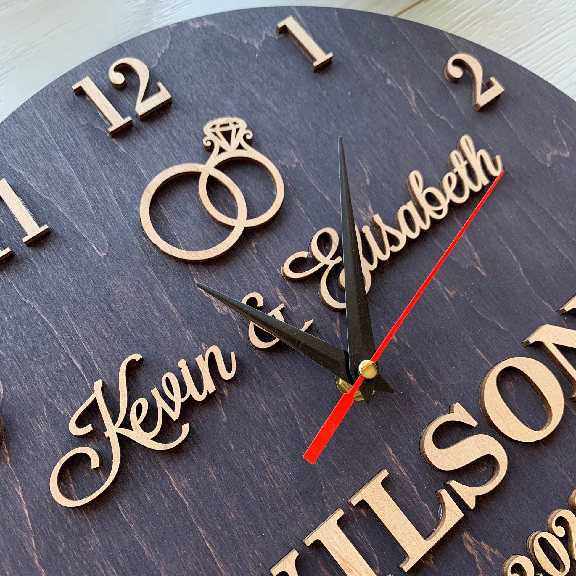 5th Anniversary Gift for Couple, Personalized Wall Clock & Family Name Sign