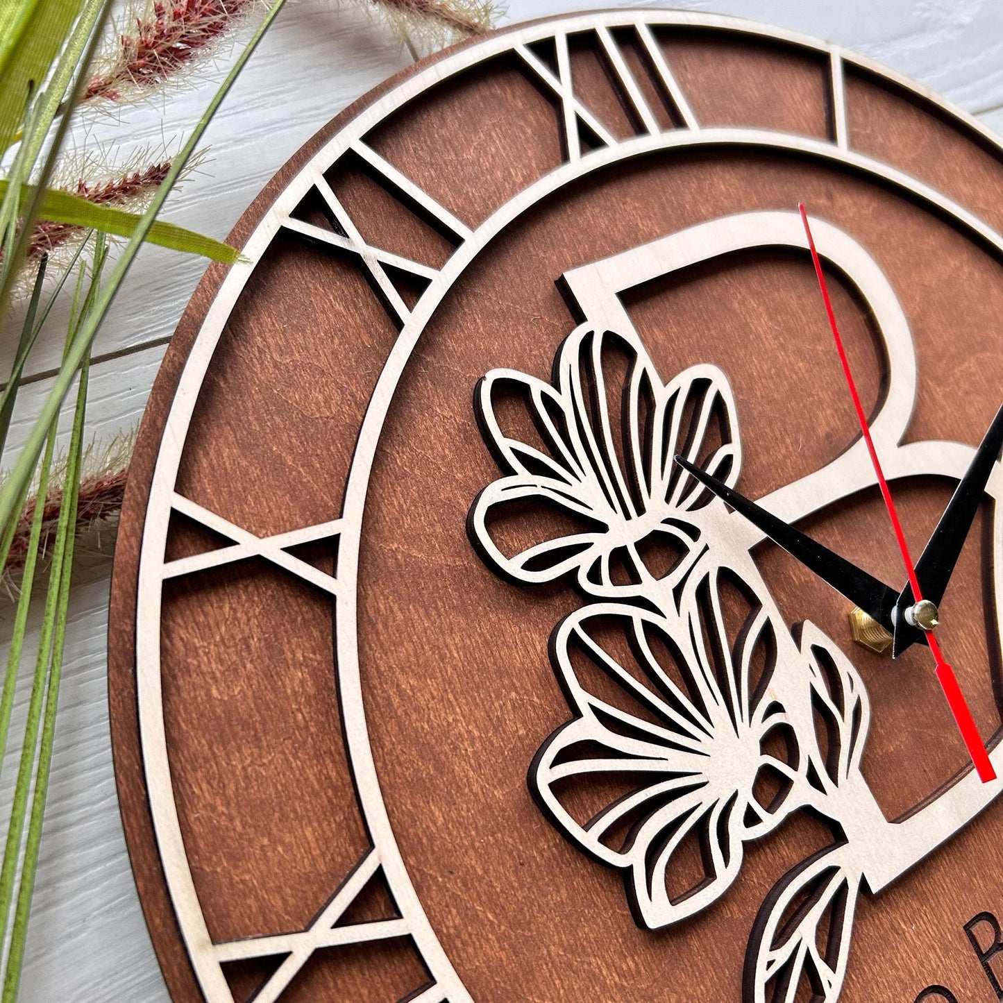 Custom wood clock, personalized clock, wall clock, wooden anniversary, wall clock unique, wooden watch, unique home decor, 5th anniversary