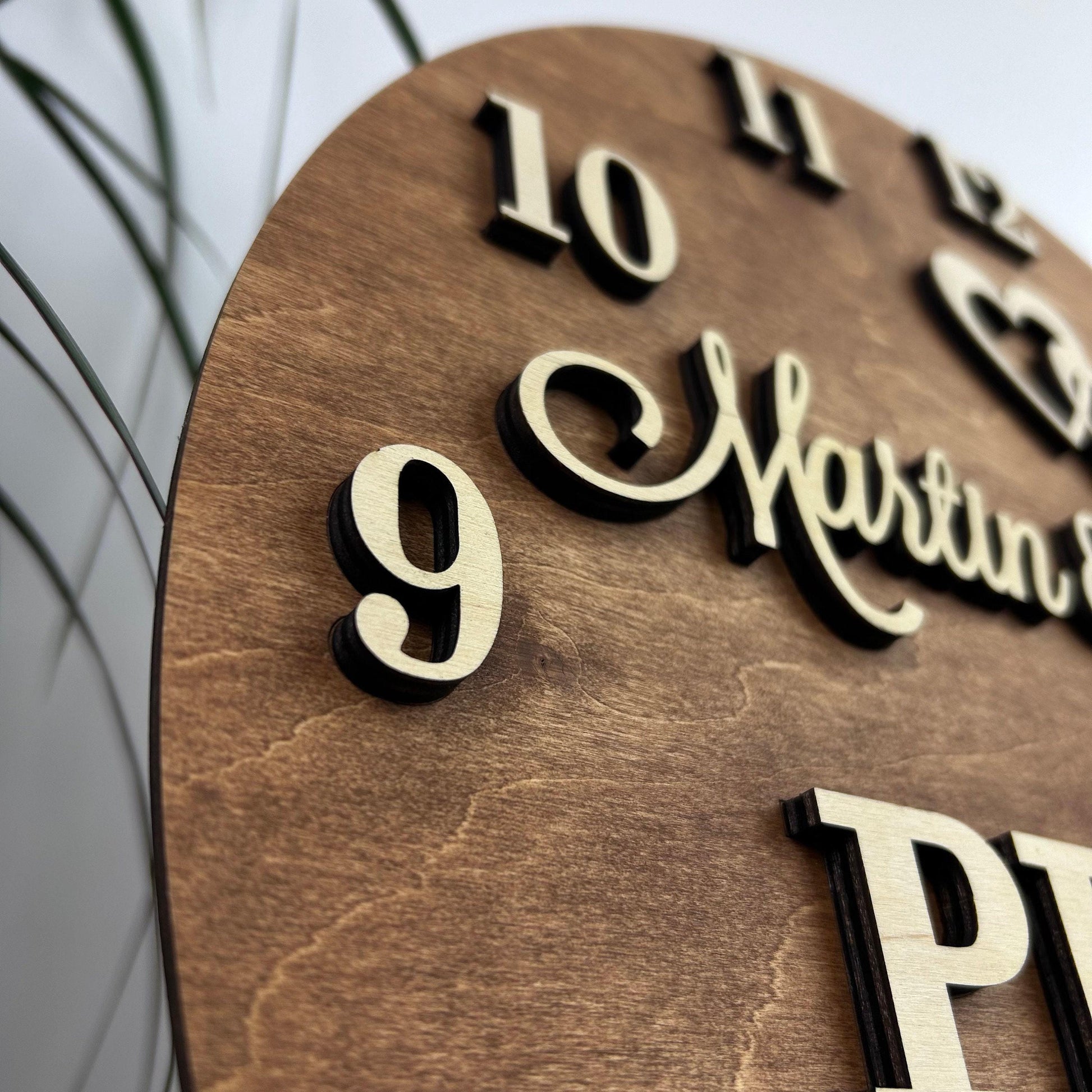 Family name clock, 5th anniversary gift, gift for couple, engraved name clock