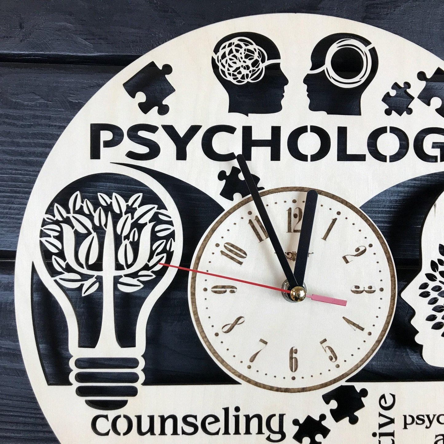 Psychology Wall Clock Gift For Men Women 5th Anniversary Gift Personalize Psychology Poster Custom Psychology Wall Hanging Psychology Cutout