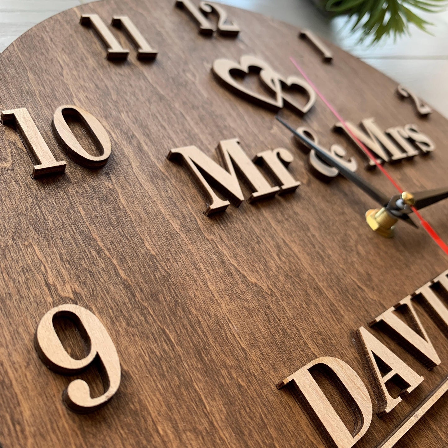 Personalized 5th Anniversary Clock, Wood Housewarming Gift, Family Name Sign, Gift for Him Her