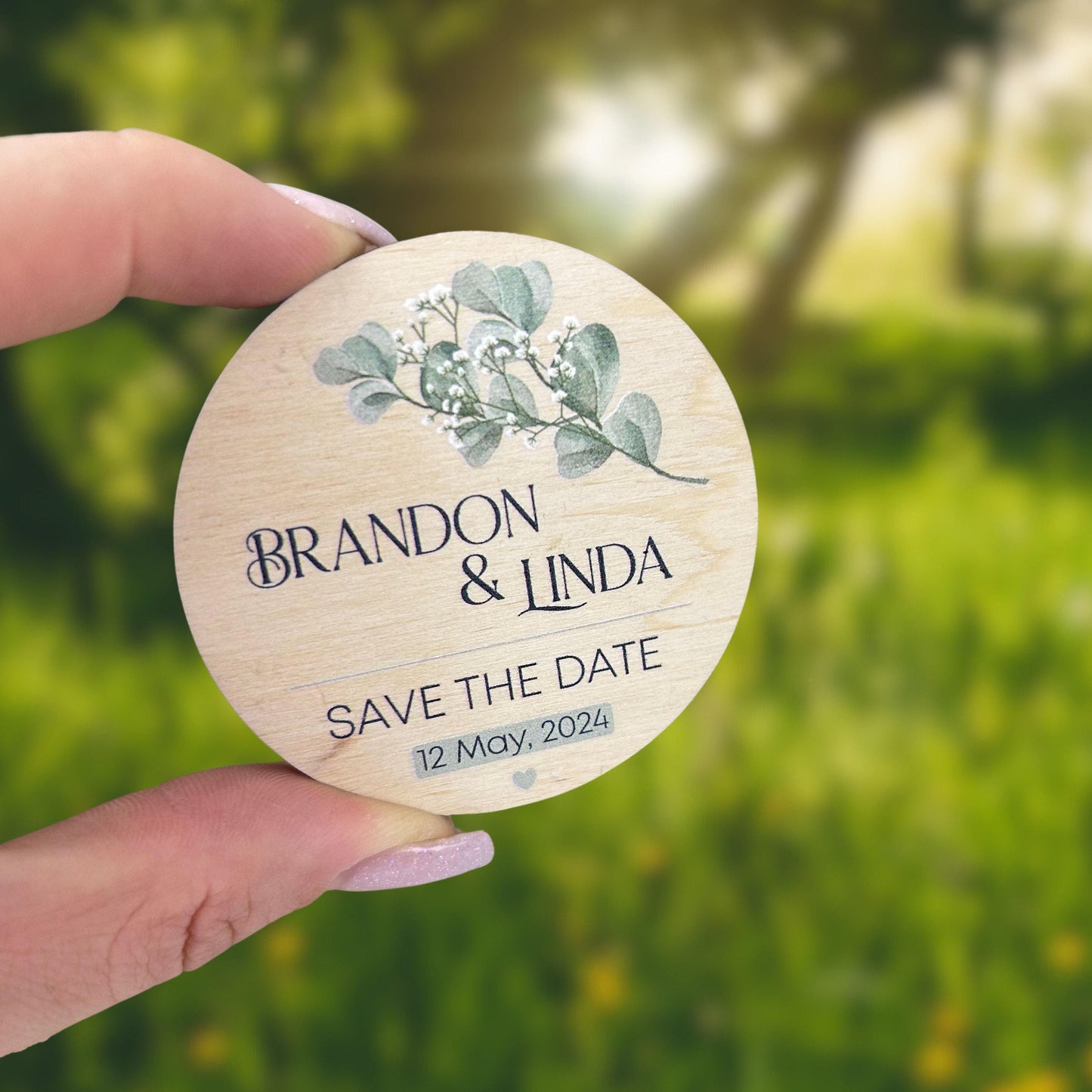 Personalized wooden save the date, wedding favor magnet, unique bridal shower favors