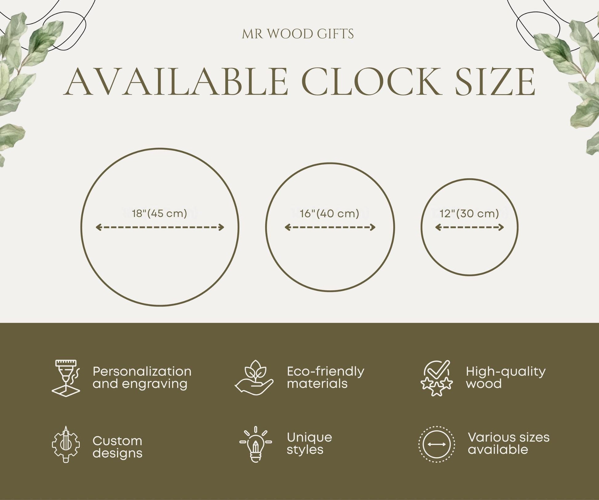 Family Name Clock, Personalized Wood Wall Clock & Wildflower Decor