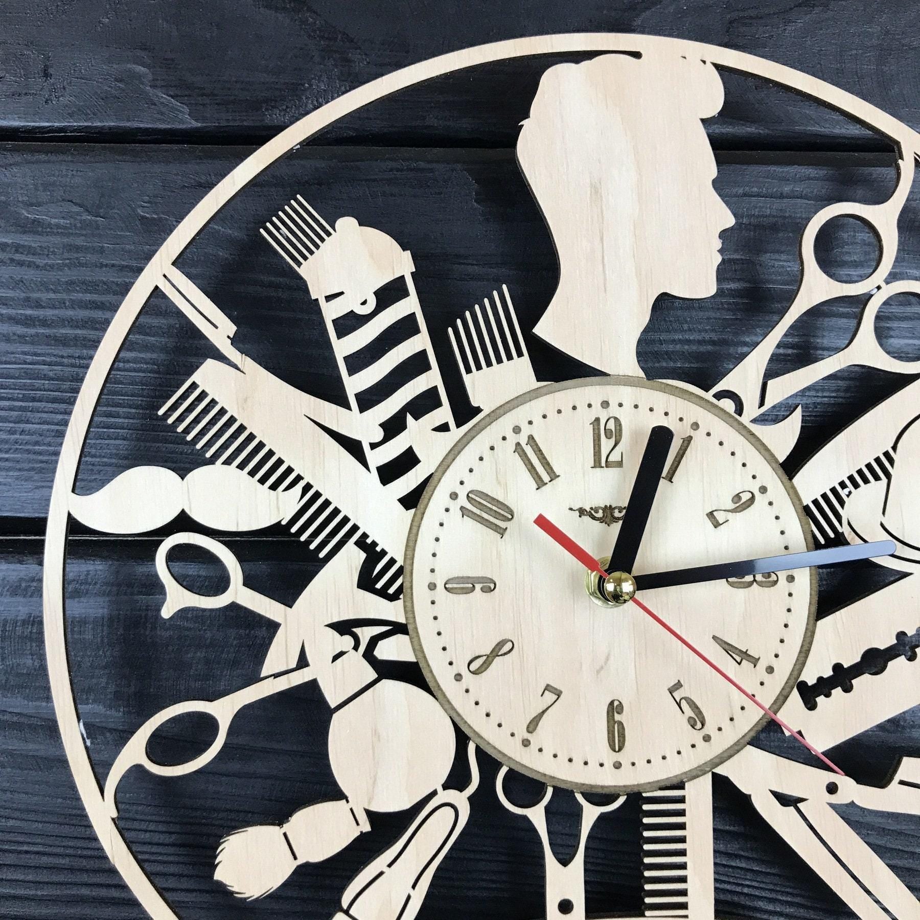 Barbershop Wall Clock Personalized Barber Gift Unique Barbershop Wall Art Hanging Barbershop Poster Custom Barbershop Decor for Wall