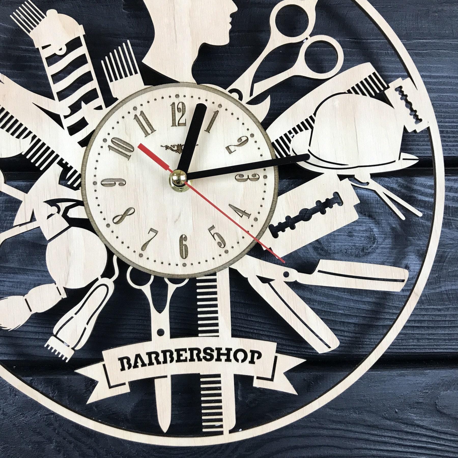 Barbershop Wall Clock Personalized Barber Gift Unique Barbershop Wall Art Hanging Barbershop Poster Custom Barbershop Decor for Wall