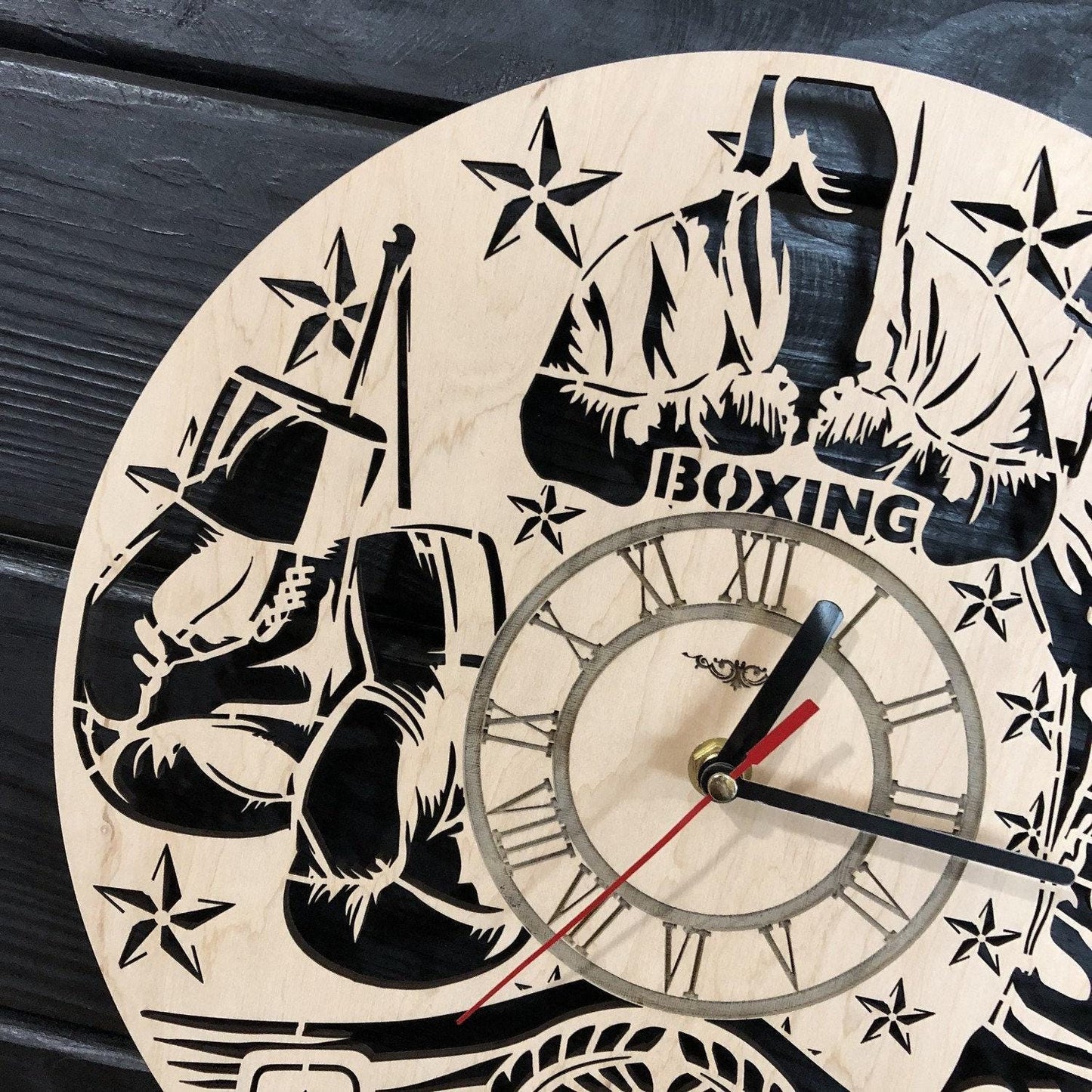 Boxing Clock Gift For Men Women 5th Anniversary Gift Personalize Boxing Poster Custom Boxing Wall Hanging Boxing Cutout