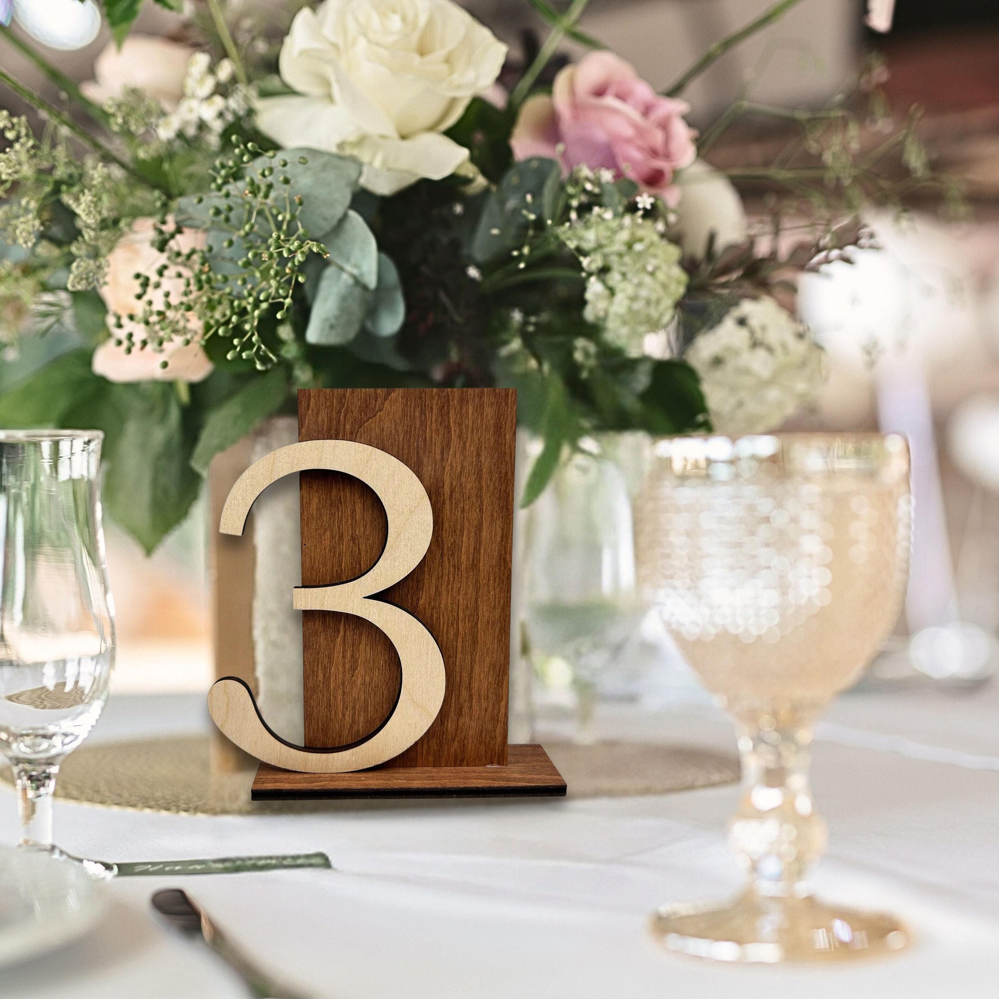 Wood table numbers, wedding table decor, table number stands, wedding centerpiece