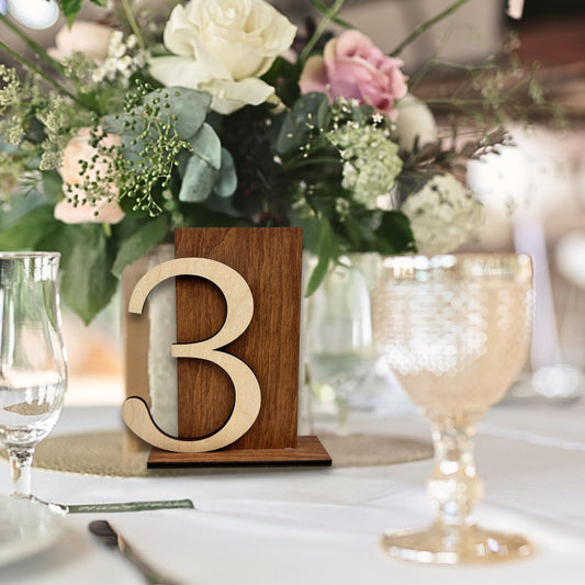 Wood table numbers, wedding table decor, table number stands, wedding centerpiece
