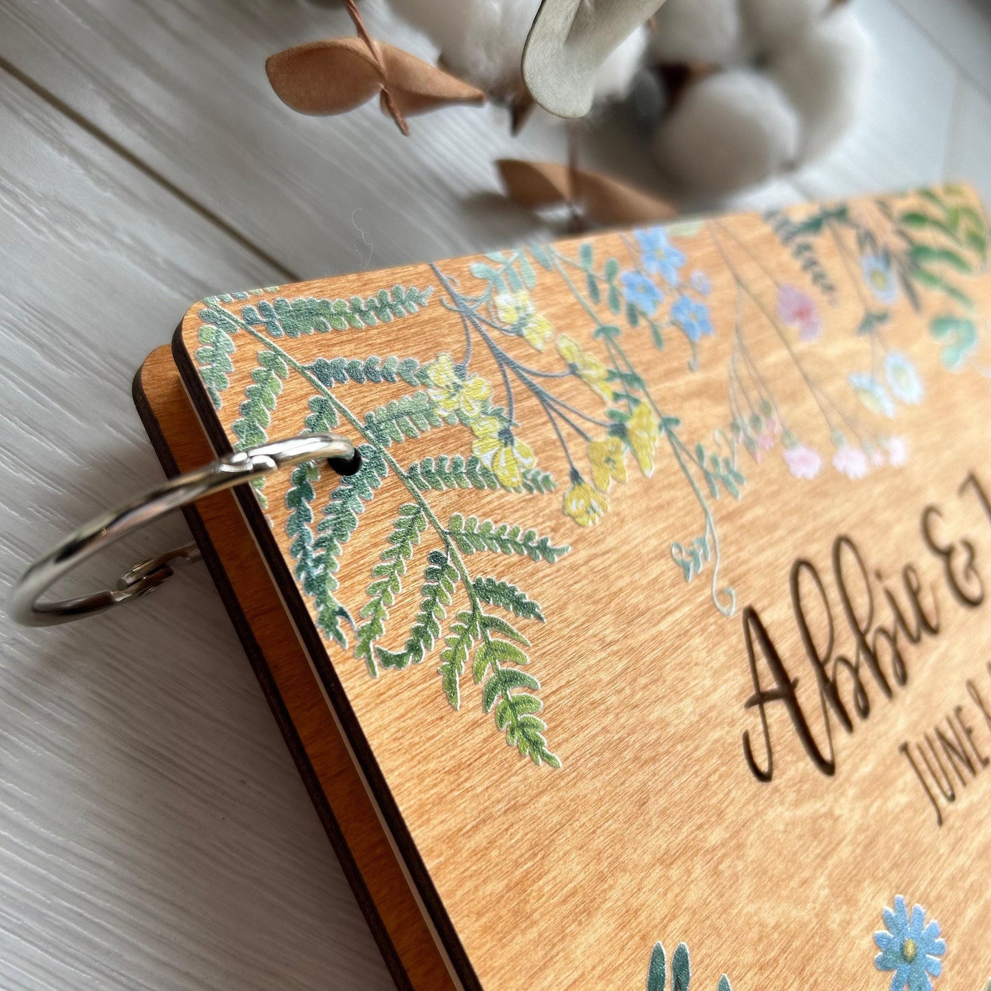 Personalized wedding guest book, floral wedding guest album, wildflower wedding book, save the date, nature wedding, rustic wedding planner