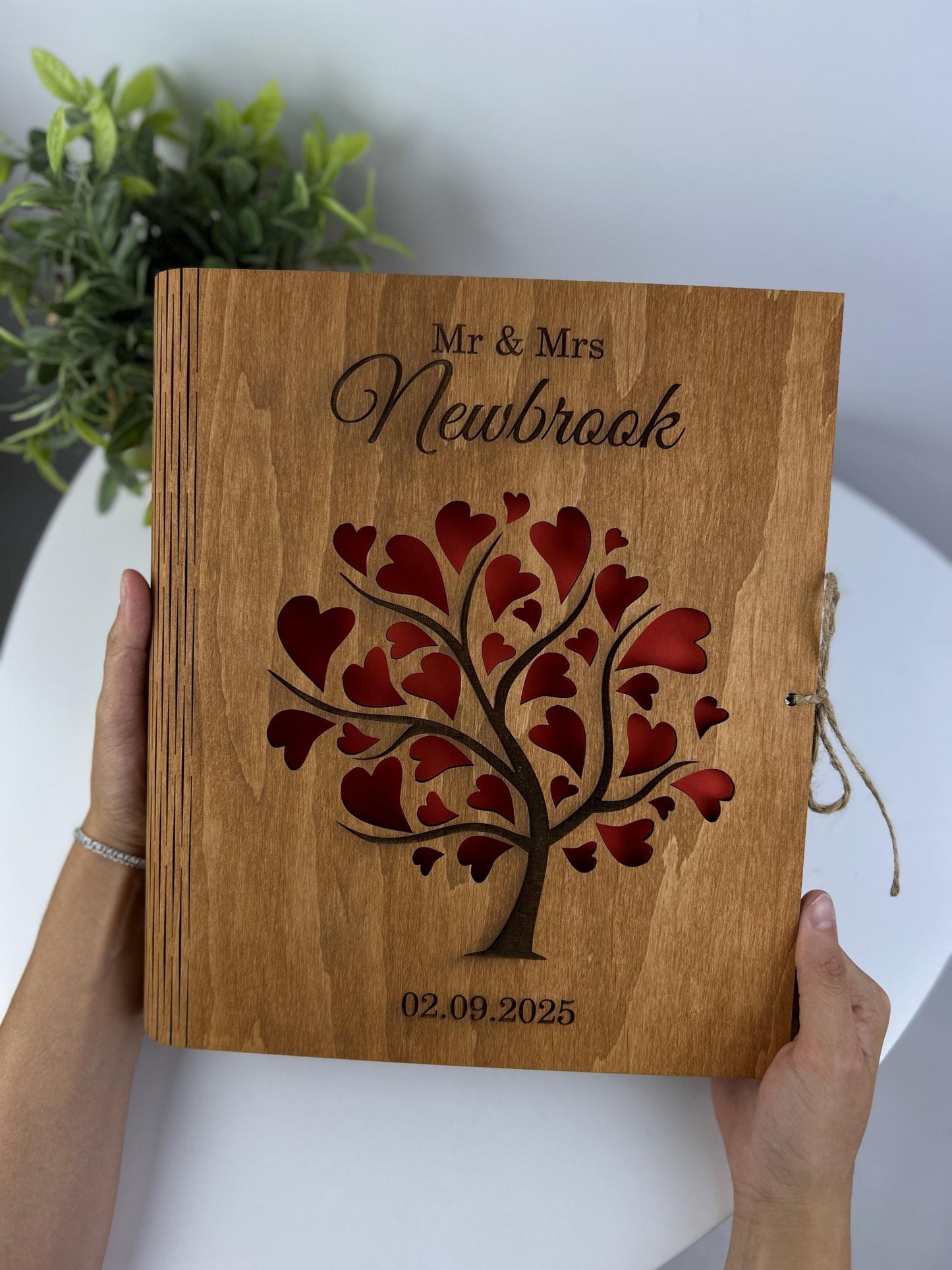 Family engraved photo album, wedding photo book, wedding wooden photo album, wedding guest book, engraved wood album, custom family book
