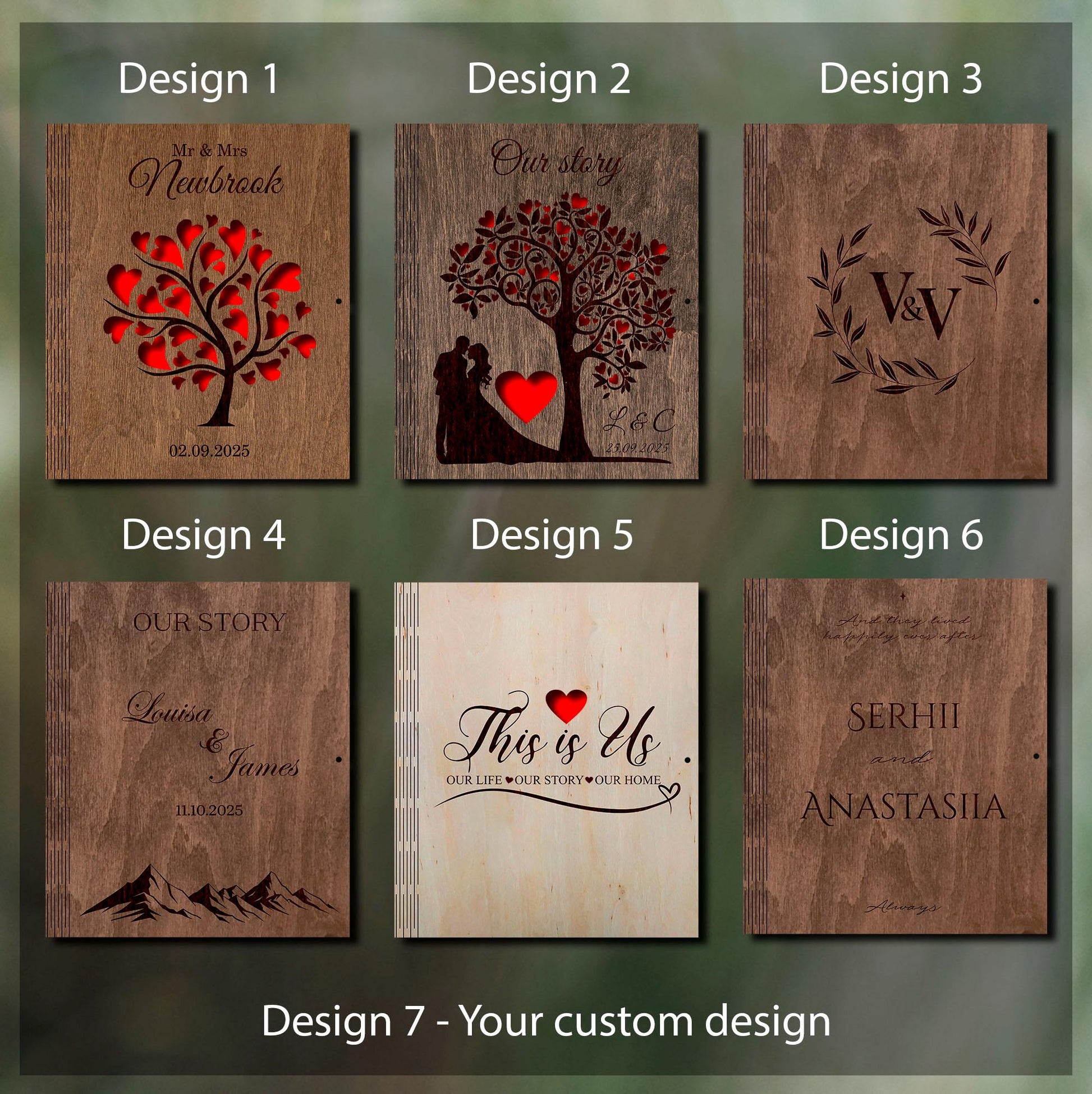 Engraved wedding photo album, couples guest book, family photo album, engraved guest book, wedding book picture, wood wedding photo album