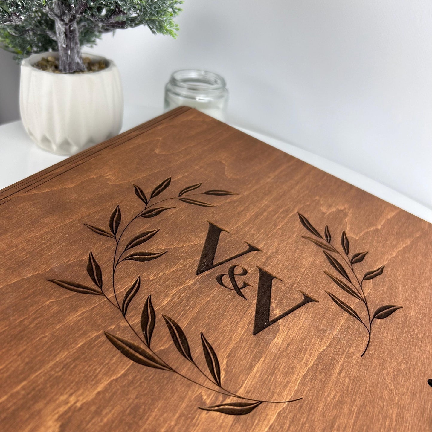 Engraved wedding photo album, couples guest book, family photo album, engraved guest book, wedding book picture, wood wedding photo album
