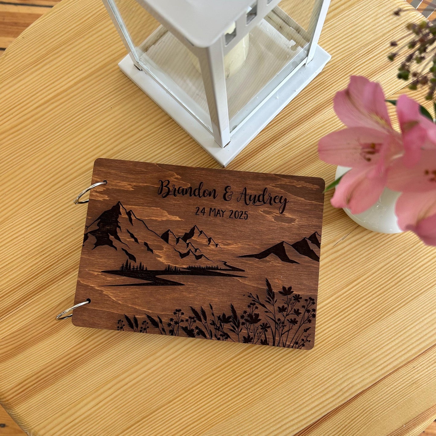 Mountain bridal guest book, wedding photo album, guestbook mountain, custom photo album, wedding guest book, bridal mountain photo album