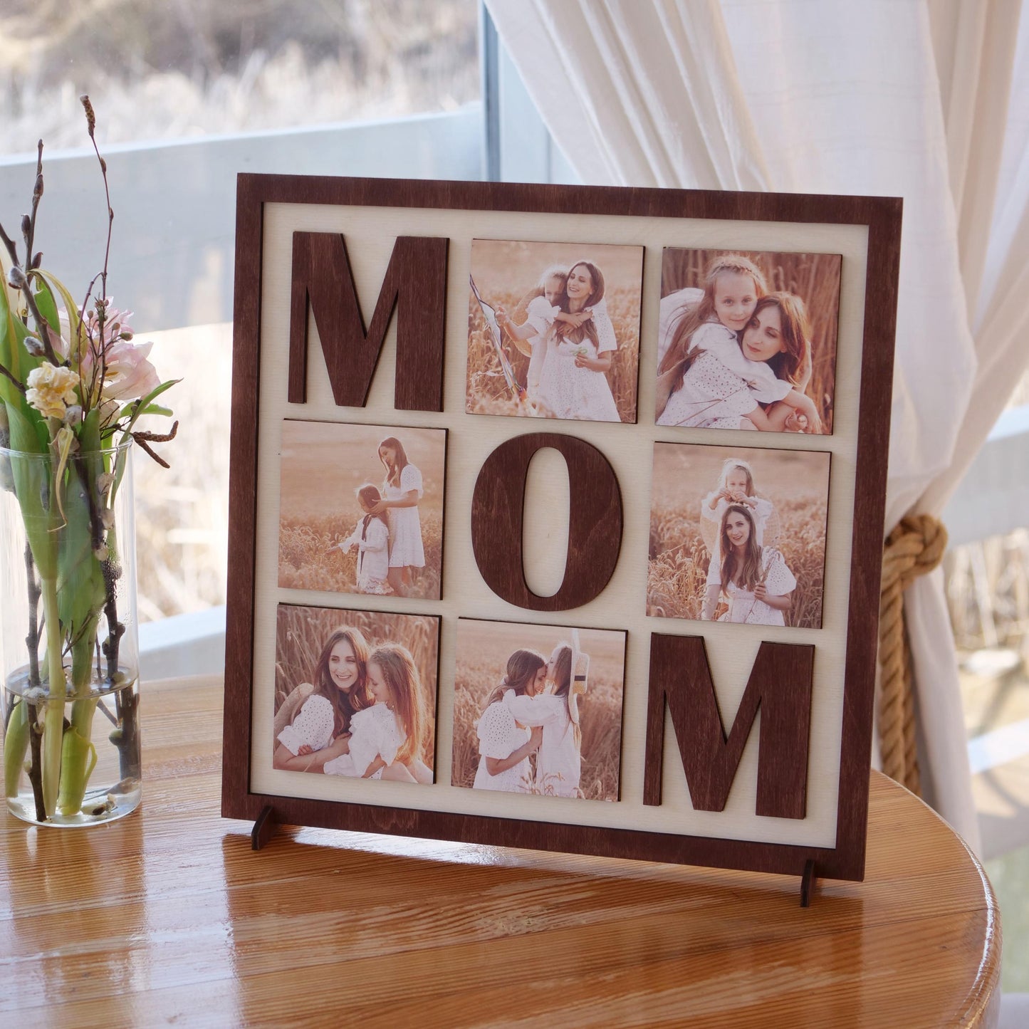 Mom Photo Collage, Customized Mom Photo Collage Sign, Personalized Wooden Mother’s Day Gift