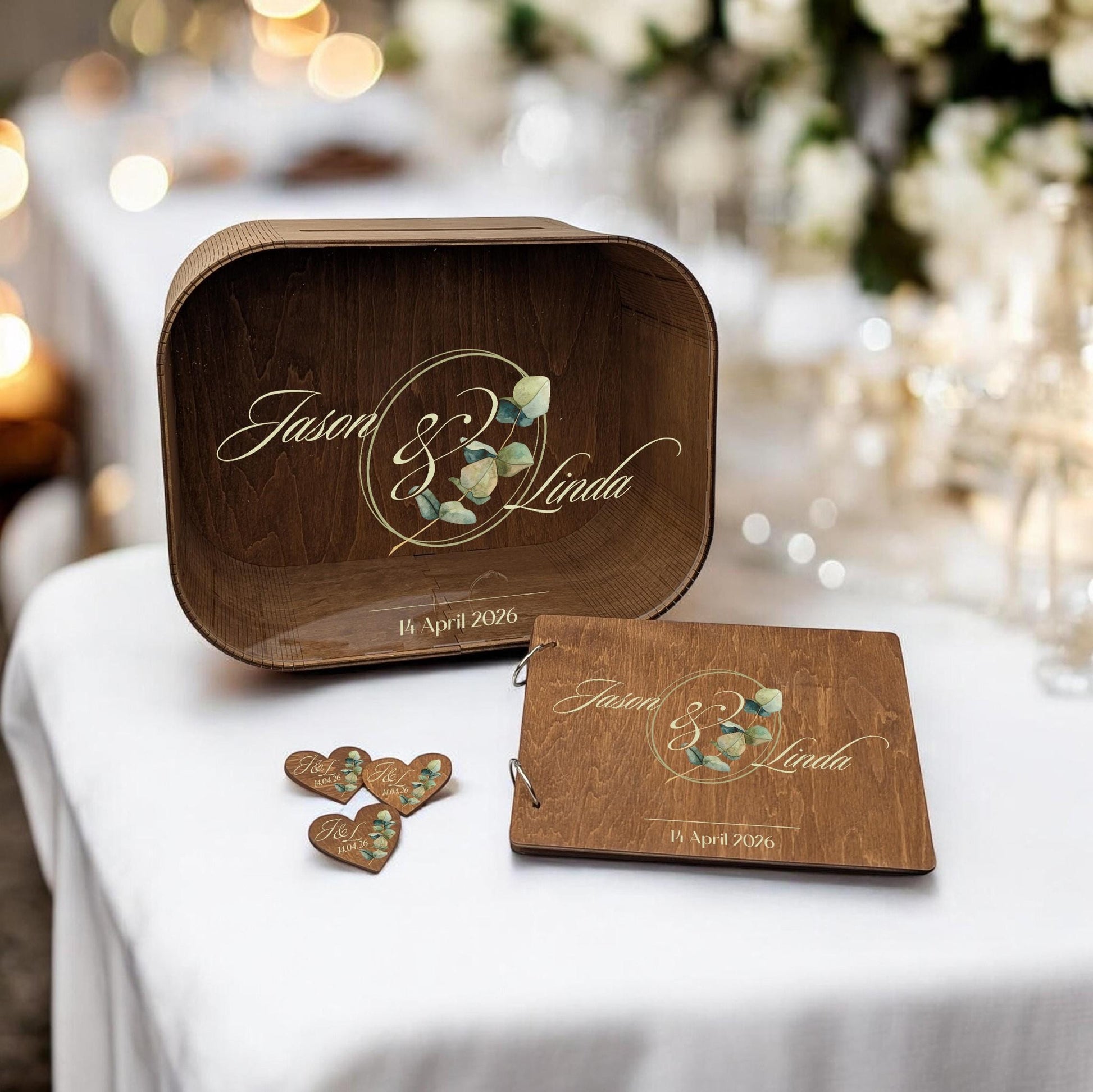 Twig Wedding Set, Aesthetic Wedding, Wooden Card Box Guest Book and Personalized Boutonnieres