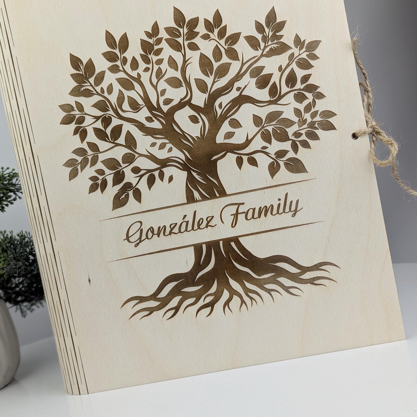 Family photo album, Wooden photo book, Elegant wooden family tree photo keepsake