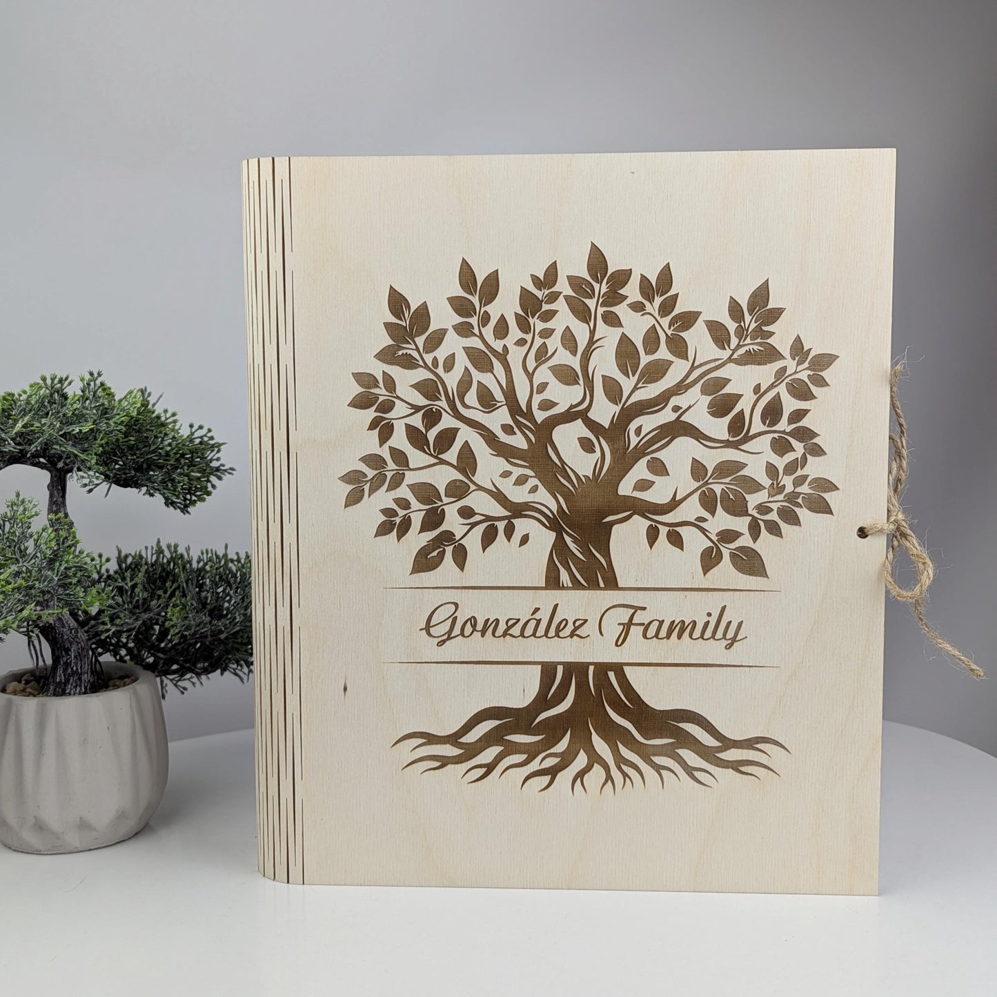 Family photo album, Wooden photo book, Elegant wooden family tree photo keepsake