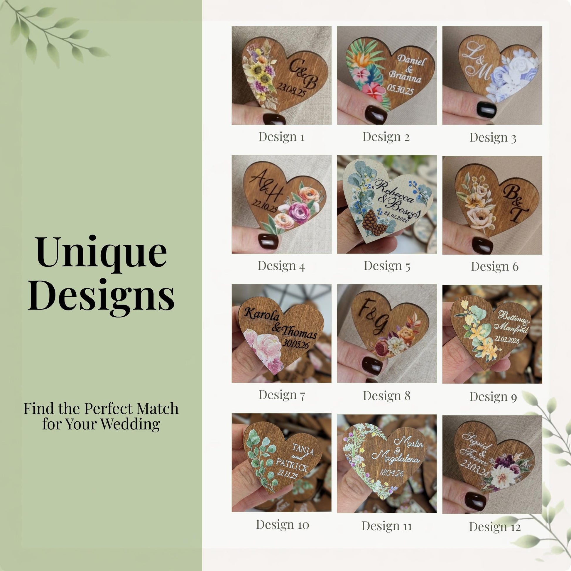 Wedding heart shaped pins, Rustic guests boutonnieres, Tropical wedding, Wedding guest gift
