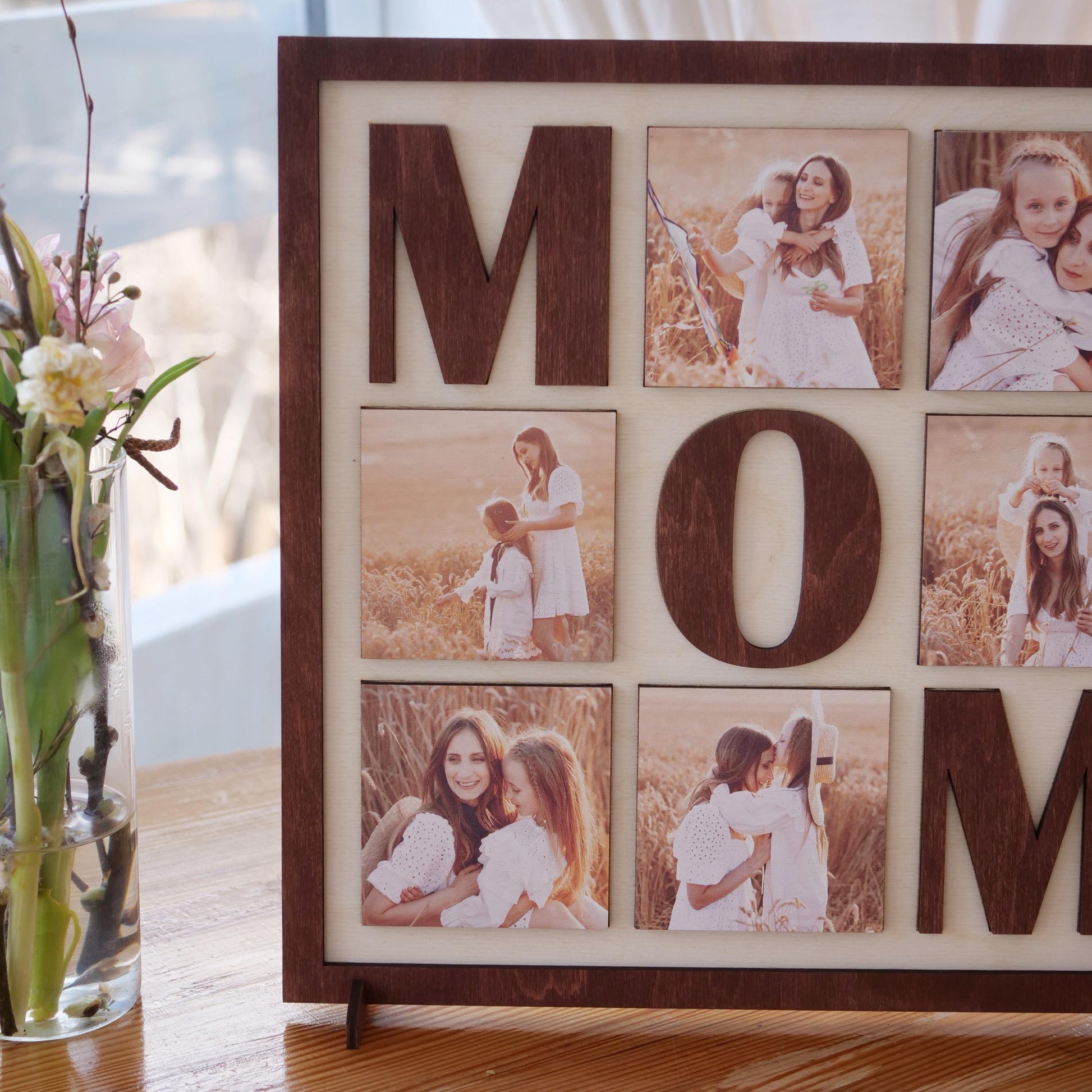 Mom Photo Collage, Customized Mom Photo Collage Sign, Personalized Wooden Mother’s Day Gift
