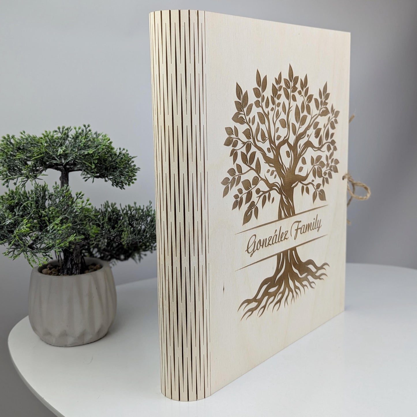 Family photo album, Wooden photo book, Elegant wooden family tree photo keepsake