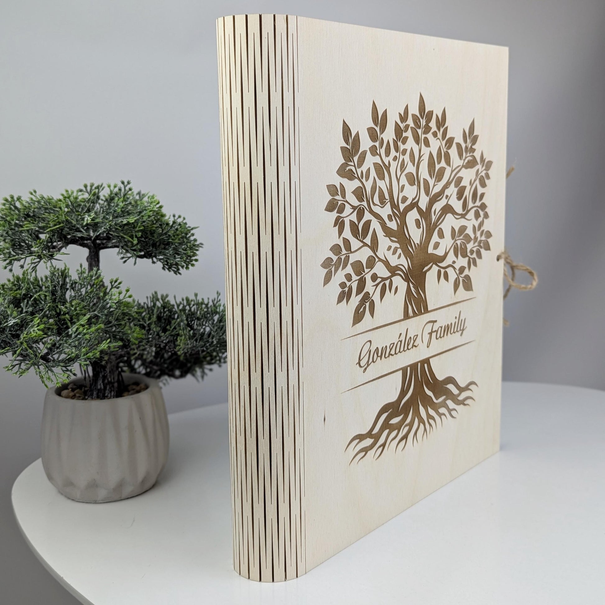 Family photo album, Wooden photo book, Elegant wooden family tree photo keepsake