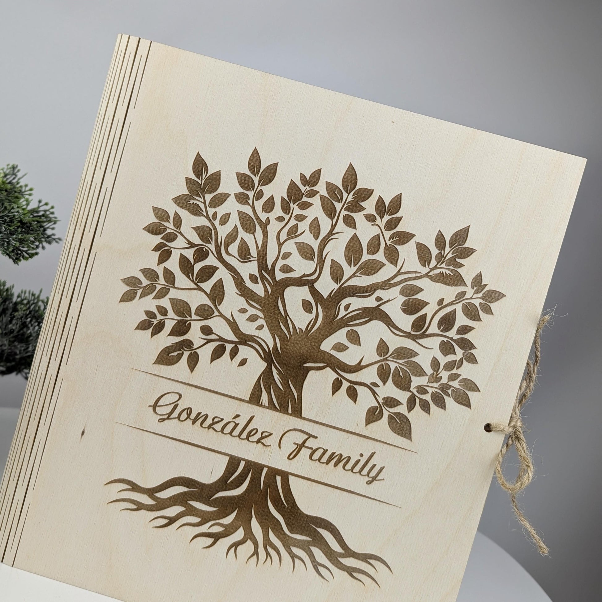 Family photo album, Wooden photo book, Elegant wooden family tree photo keepsake